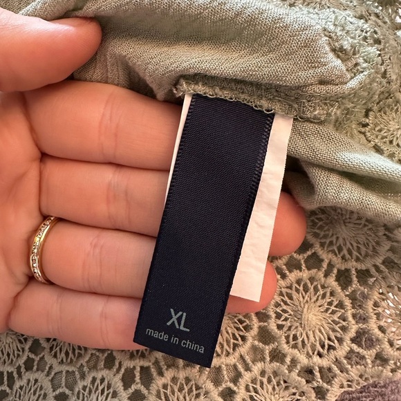 Daytrip Applique Sage Boho Crocket Women’s Top Tie Back Size XL #1600 - Picture 9 of 11